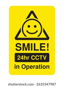 Download Smile 24 hr CCTV in Operation Sign - High-Quality Stock Image for Security and Surveillance Awareness