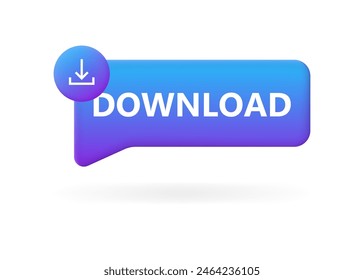 Download speech bubble icon. Download button. Flat style. Vector icon