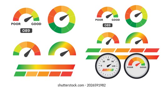Juego de vectores de iconos de velocidad de descarga