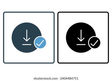 icono de descarga correcta. icono relacionado con la web básica y la interfaz de usuario. adecuado para sitio web, aplicación, interfaces de usuario, imprimible, etc. estilo de icono sólido. diseño de vector simple editable