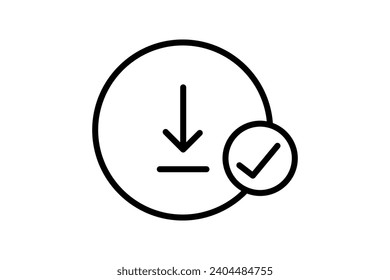 icono de descarga correcta. icono relacionado con la web básica y la interfaz de usuario. adecuado para sitio web, aplicación, interfaces de usuario, imprimible, etc. estilo de icono de línea. diseño de vector simple editable