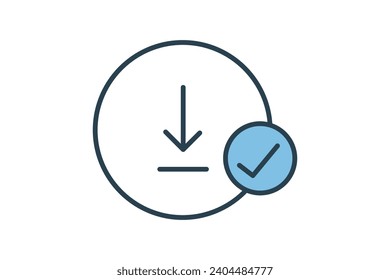icono de descarga correcta. icono relacionado con la web básica y la interfaz de usuario. adecuado para sitio web, aplicación, interfaces de usuario, imprimible, etc. estilo de icono de línea plana. diseño de vector simple editable