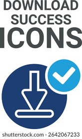 Download success icons. It contains upload, document, link, download file, folder, data, and PDF icons. Solid icon collection. Vector illustration.