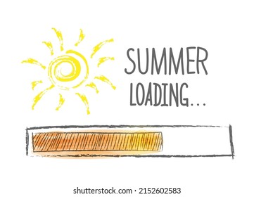 Download summer. Creative illustration with loading bar, sun and lettering for creative design