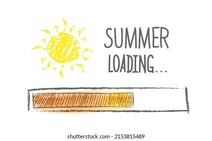 Download summer. Creative illustration with loading bar, sun and lettering for creative design