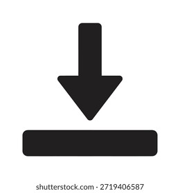Download symbol arrow solid black vector icon isolated white background save install load data symbol graphic design illustration