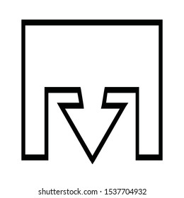 download symbol in black and white