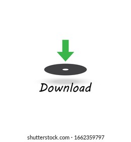 Download symbol , Green arrow button  , Disc.