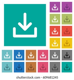 Download symbol multi colored flat icons on plain square backgrounds. Included white and darker icon variations for hover or active effects.