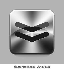 Download symbol on metallic or chrome button illustration