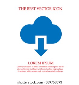 Download symbol vector icon. Cloud and arrow simple isolated sign.