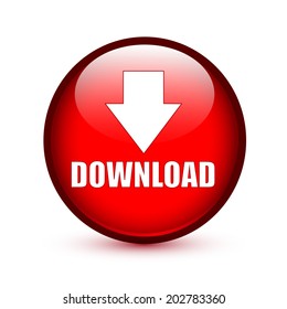 Download text with arrow down sign on red glossy button
