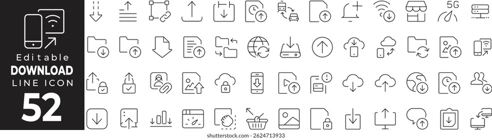 Baixar Thin Line Icon Set - Arquivos, Transferência, Armazenamento em Nuvem