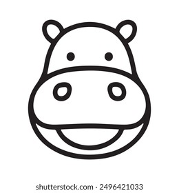 Download this adorable hippo cartoon vector illustration. Perfect for kids' projects, nursery decor, and animal-themed designs. This cute animal outline clipart adds a playful touch to your creations.