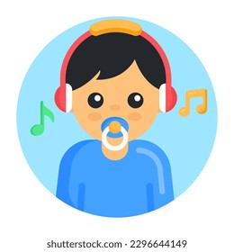 Download this amazing flat rounded icon of pacifier child 
