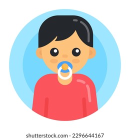 Download this amazing flat rounded icon of pacifier child 