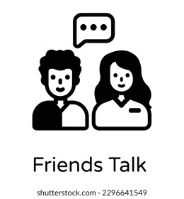 Download this captivating glyph icon of friends talk 