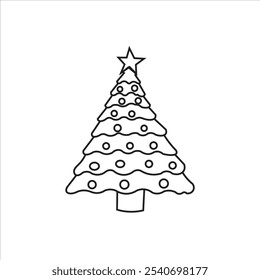 Descarga de este árbol de Navidad con lámpara parpadeante y estrella, Navidades, árbol de Navidad, feliz ilustración de Navidades