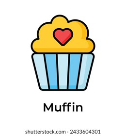 Download this creatively crafted icon of cupcake, confectionery item