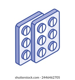 Download this creatively crafted isometric icon of tablets strip in modern style