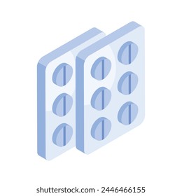 Download this creatively crafted isometric icon of tablets strip in modern style