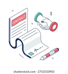 Download this creatively crafted isometric illustration of financial contract