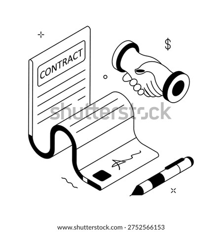 Download this creatively crafted isometric illustration of financial contract