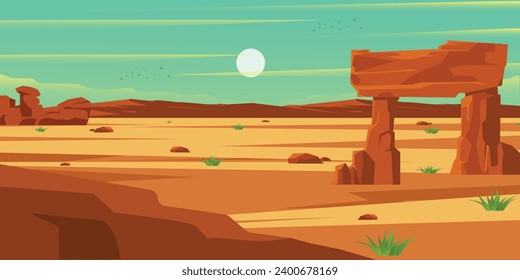 Download this desert background vector with premium offer, flat desert view illustration  