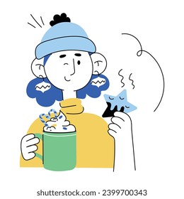 Download this doodle mini illustration of drinking chocolate 