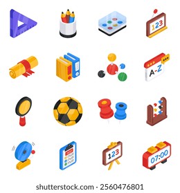 Download this education flat isometric icons pack feel to use them for your next web or design project. You will find them easy to use and modify to fulfill your design requirements. 