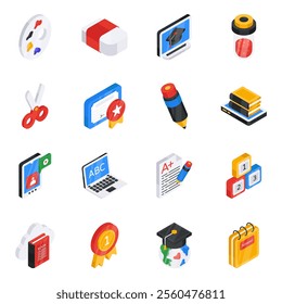 Download this education flat isometric icons pack feel to use them for your next web or design project. You will find them easy to use and modify to fulfill your design requirements. 