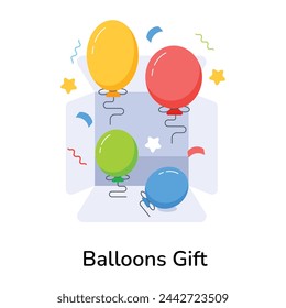 Download this flat icon of balloons gift 