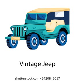 Download this flat icon of vintage jeep 