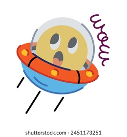 Download this flat sticker of an ufo 