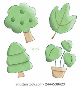 Download this hand-drawn watercolor tree in a pot, ideal for spring decorating or adding a touch of nature to your designs.