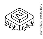 Download this isometric icon of ai processor, microprocessor vector