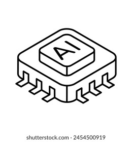 Download this isometric icon of ai processor, microprocessor vector