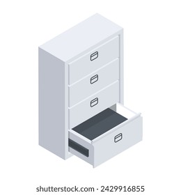 Download this isometric icon of drawers cabinet