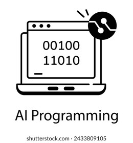 Descargar este icono lineal de la programación de IA