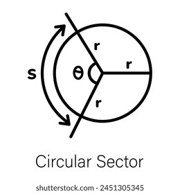 Download this linear icon of circular sector 
