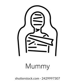 Download this linear icon of an egyptian mummy 