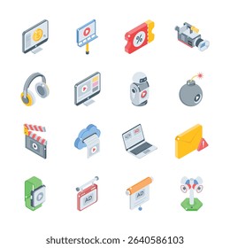 Download this modern set of digital promotions isometric style icons