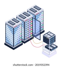 Download this premium data center racks isometric icon 