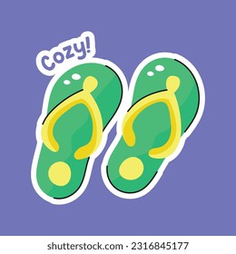 Download this premium hand drawn icon of flip flops, beach footwear