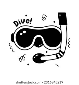 Download this premium hand drawn vector of scuba mask in modern style