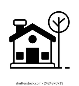 Download this premium icon of cottage in trendy style