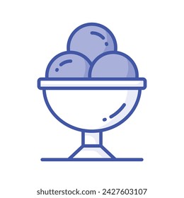 Download this premium icon of ice cream cup with three flavor scoops, trendy vector