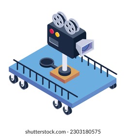 Download this premium isometric icon of camera dolly 