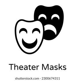 Download this premium solid icon of theater masks 
