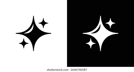 Download this simple yet elegant black and white sparkling star icon. Perfect for design projects needing a touch of shine and magic.